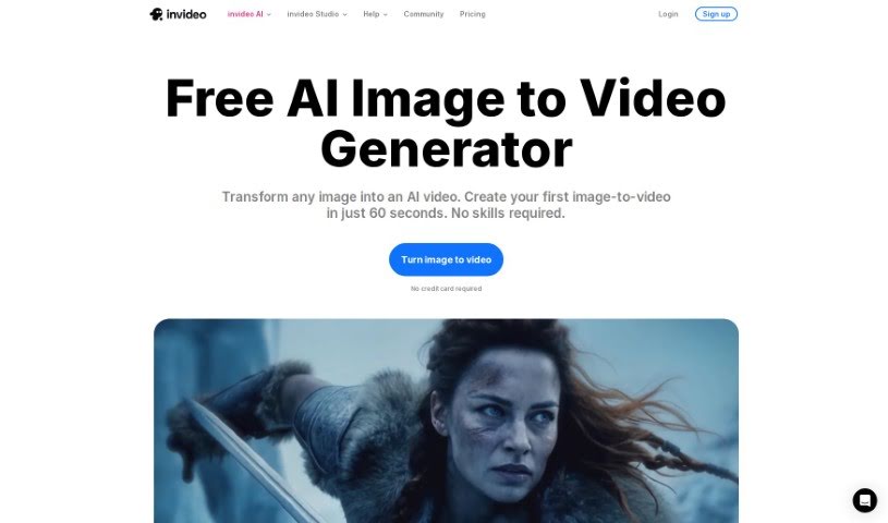 Screenshot of Invideo AI AI Image to Videos