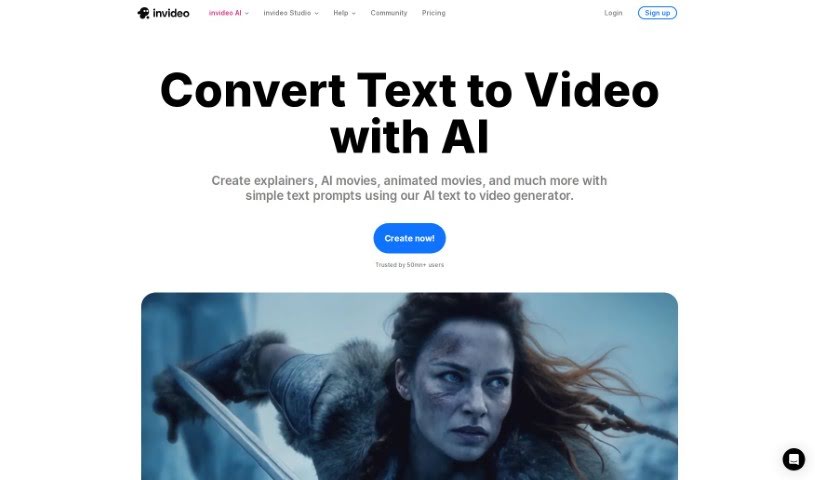 Screenshot of Invideo AI AI Text to Video