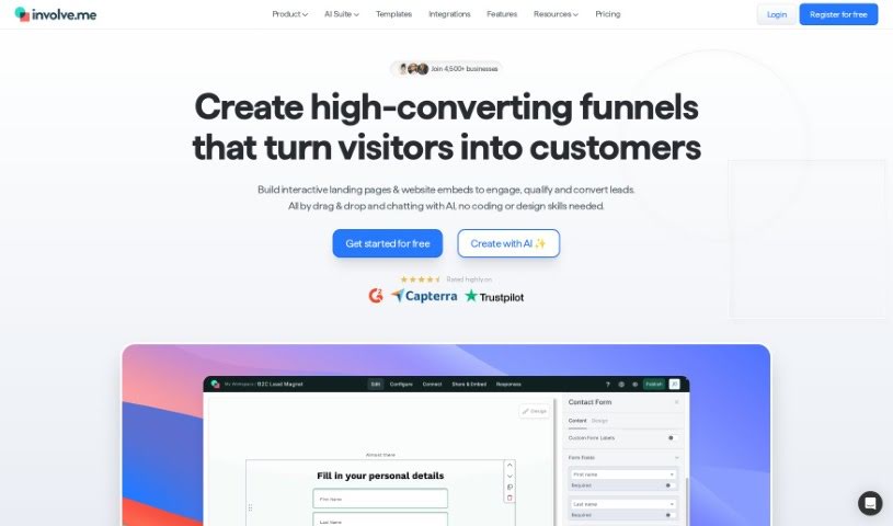 Screenshot of Involve.me