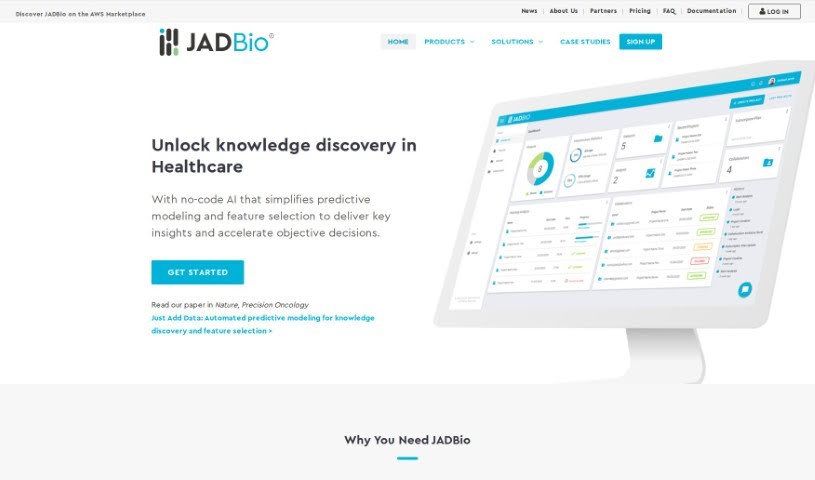 Screenshot of JADBio