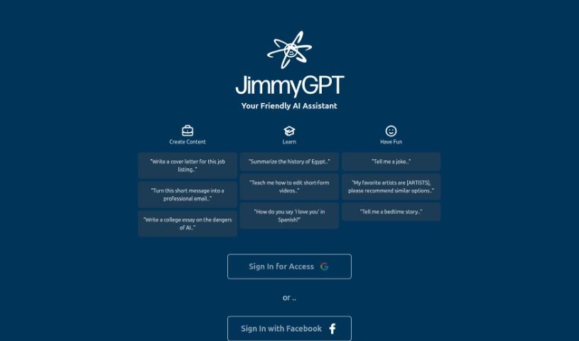 Screenshot of JimmyGPT