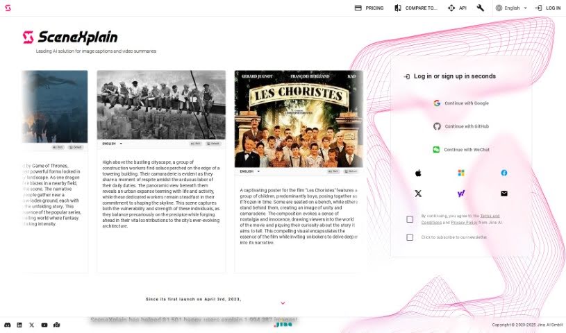 Screenshot of Jina AI SceneXplain