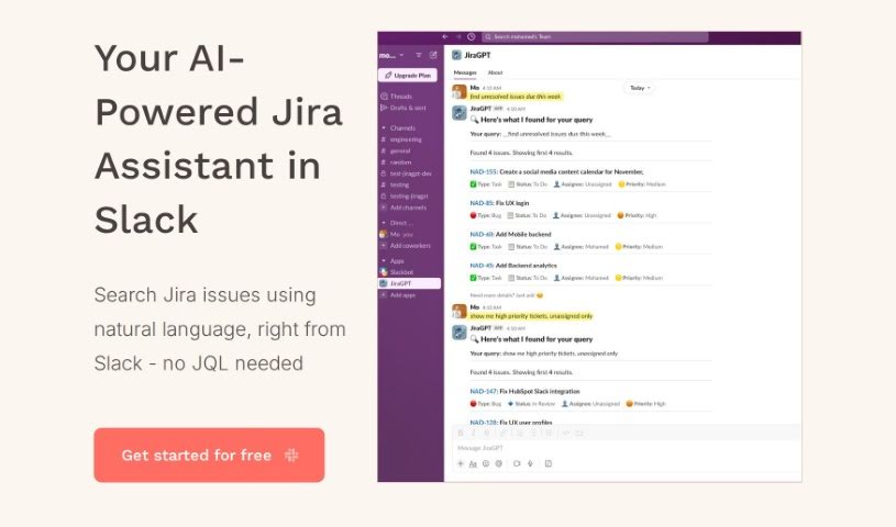 Screenshot of JiraGPT
