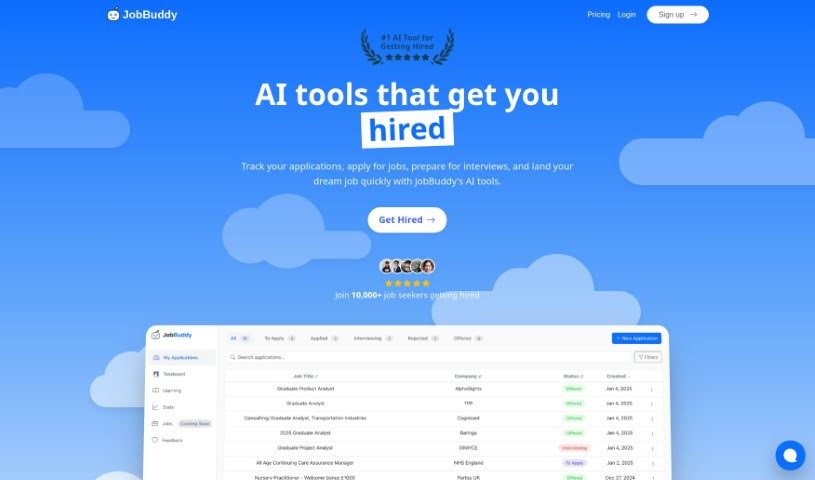 Screenshot of JobBuddy