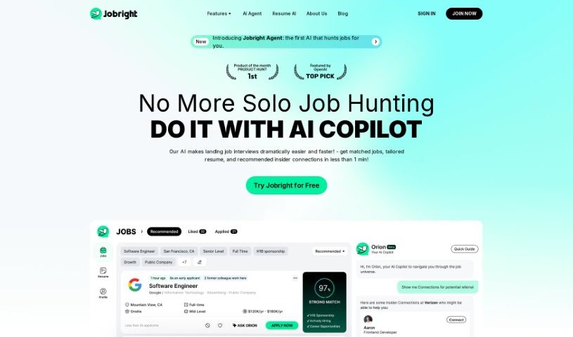 Screenshot of Jobright AI