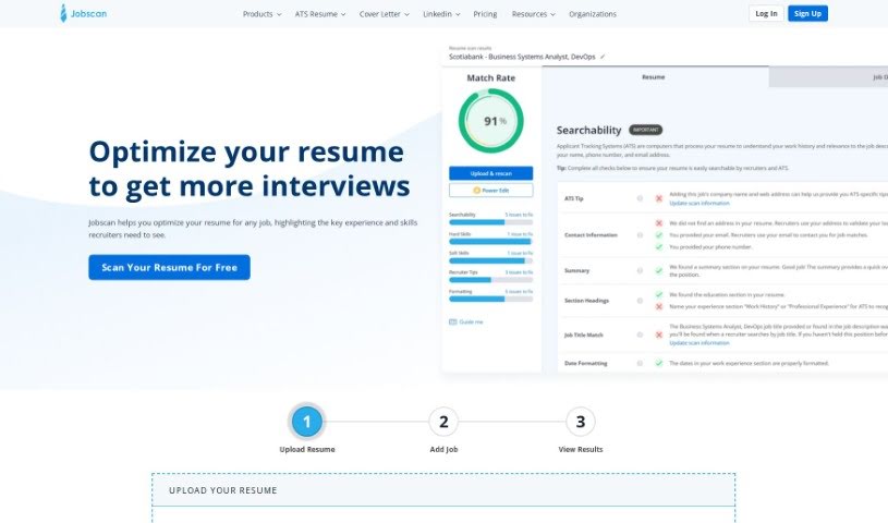 Screenshot of Jobscan