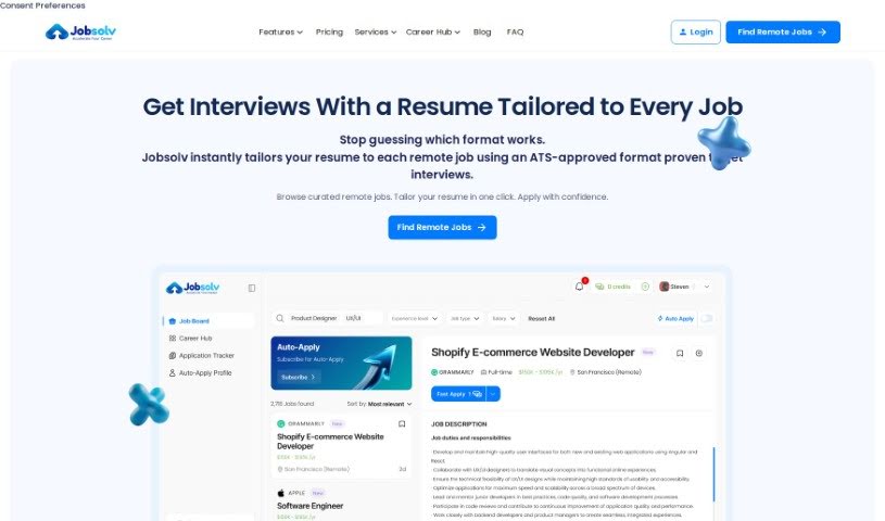 Screenshot of Jobsolv