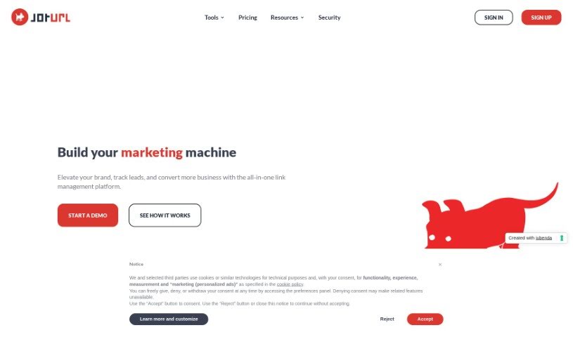 Screenshot of Joturl