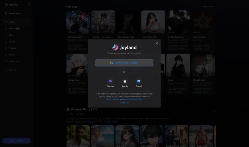 Screenshot of Joyland