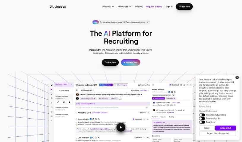 Screenshot of Juicebox Ai