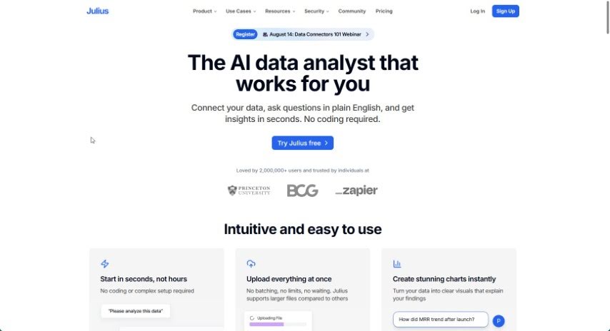 Screenshot of Julius AI