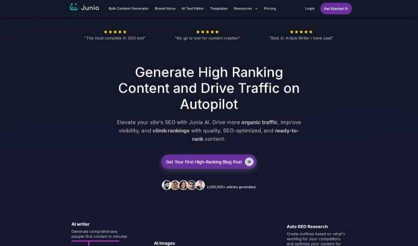 Screenshot of Junia AI