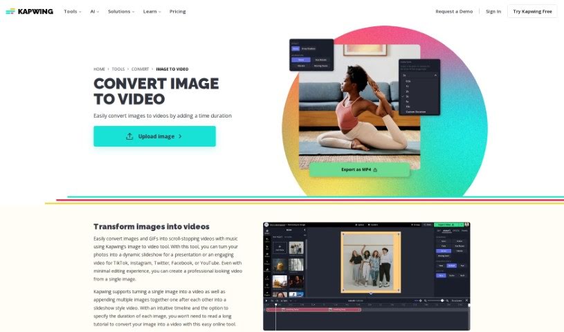 Screenshot of Kapwing AI Image to Video