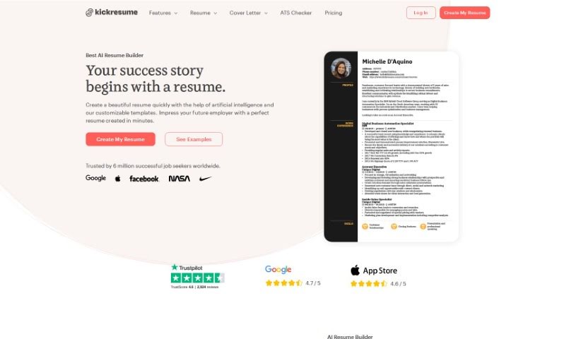 Screenshot of Kickresume