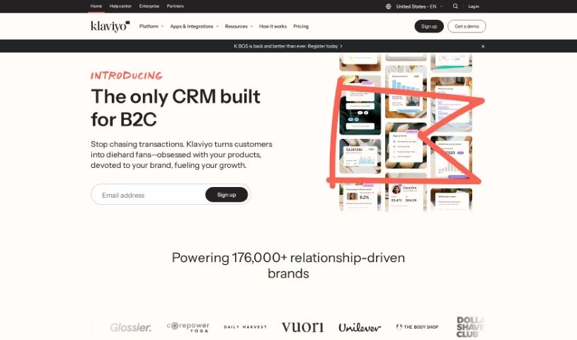 Screenshot of Klaviyo