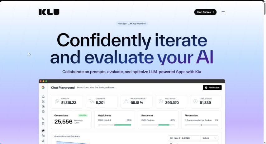Screenshot of Klu.ai
