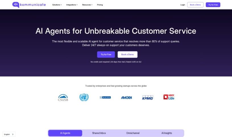 Screenshot of Kommunicate