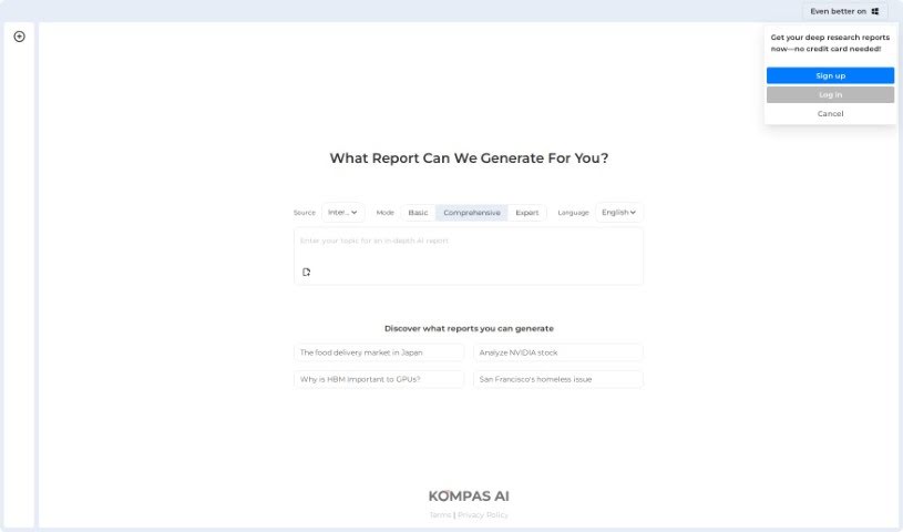 Screenshot of Kompas AI