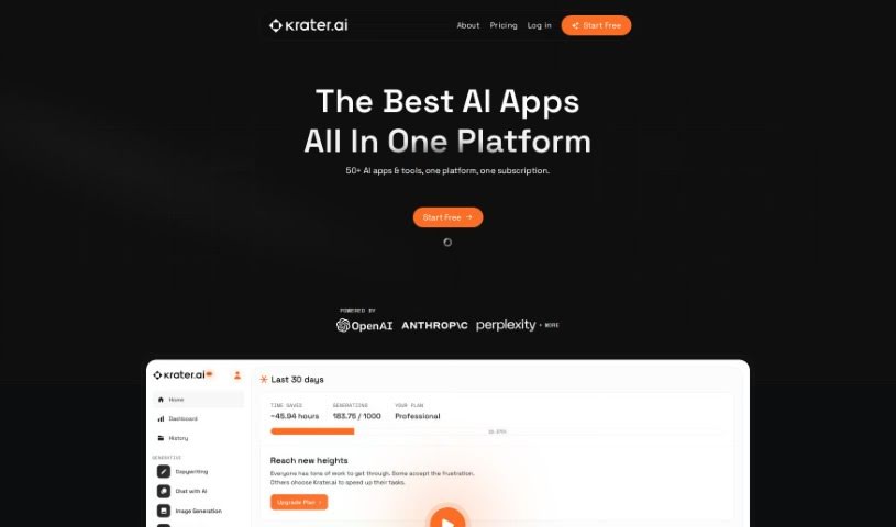 Screenshot of Krater.ai