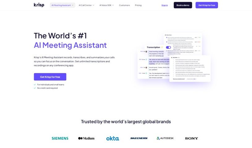 Screenshot of Krisp AI Meeting Assistant
