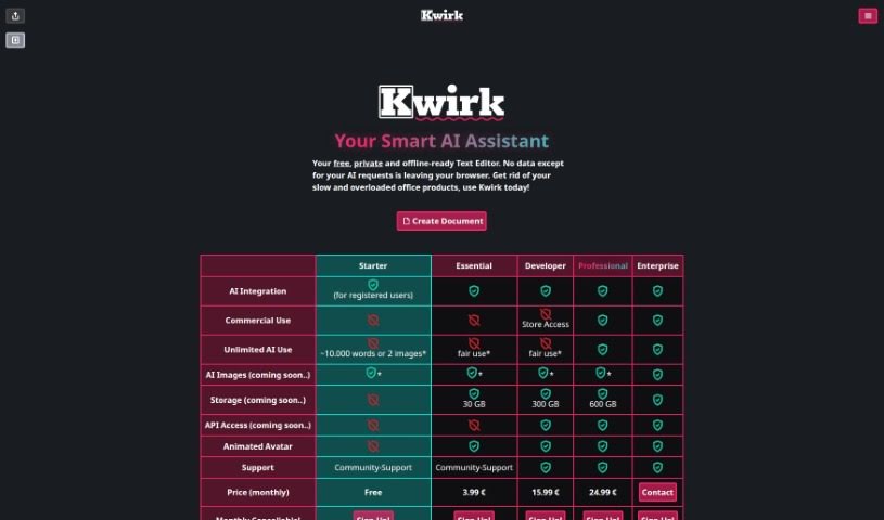Screenshot of Kwirk.io