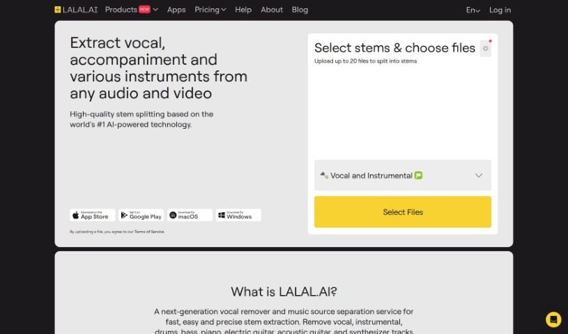 Screenshot of Lalal.ai