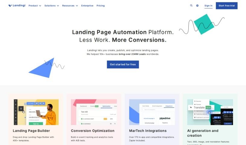 Screenshot of Landingi