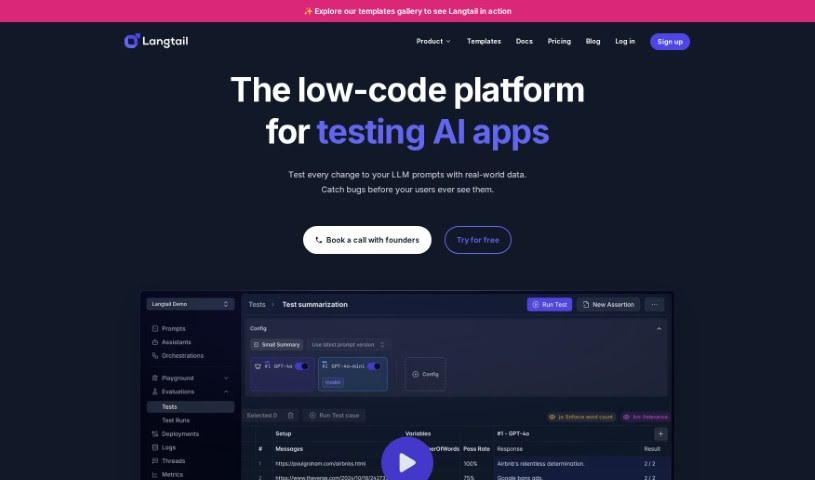 Screenshot of Langtail