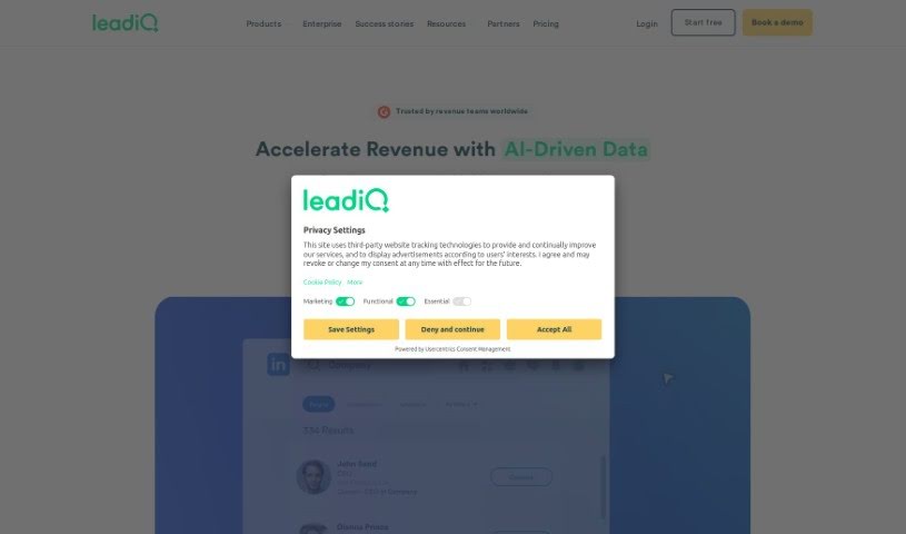 Screenshot of LeadIQ
