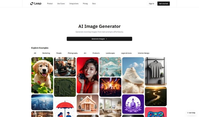 Screenshot of Leap ML AI Image Generator