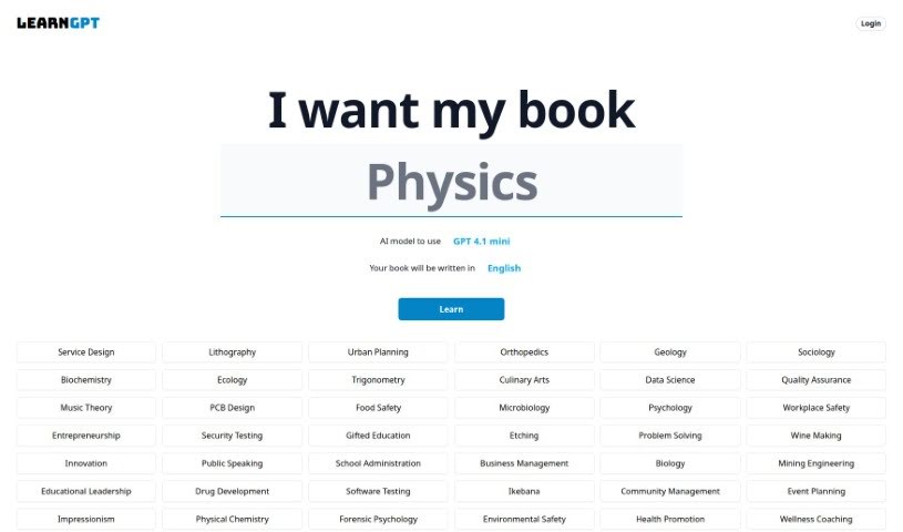 Screenshot of LearnGPT