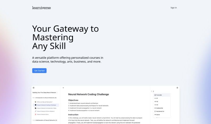 Screenshot of Learniverse