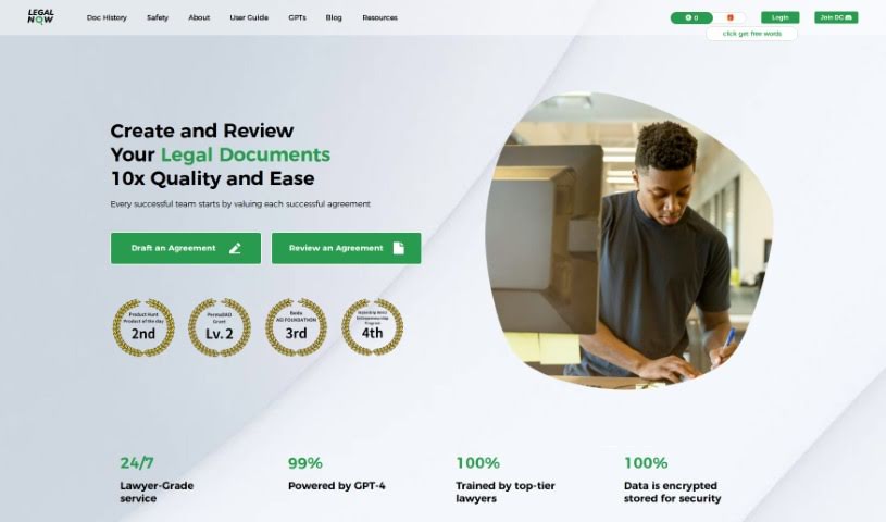 Screenshot of LegalNow AI