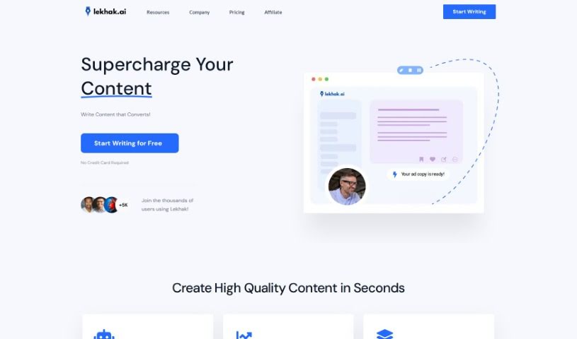 Screenshot of Lekhak.ai