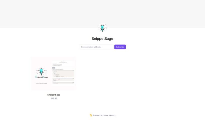 Screenshot of Lemon Squeezy Snippetsage