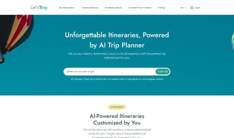 Screenshot of Let's Trip AI