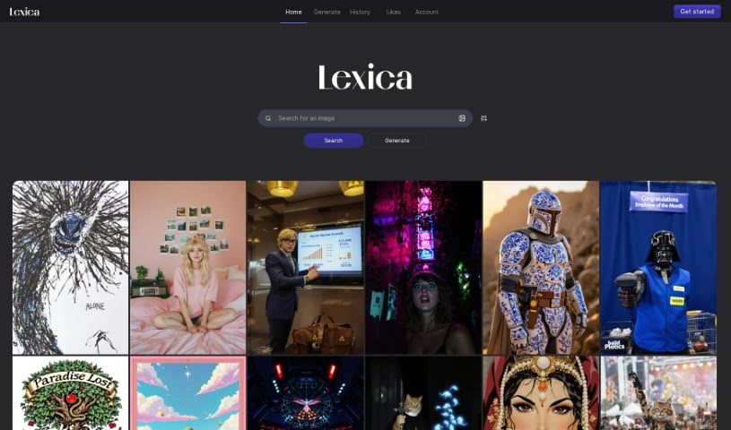 Screenshot of Lexica