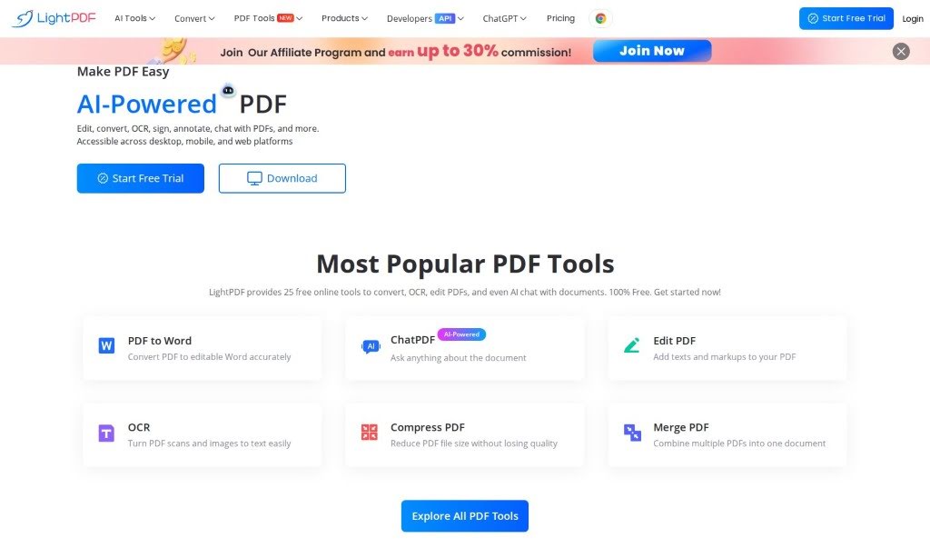 Screenshot of LightPDF