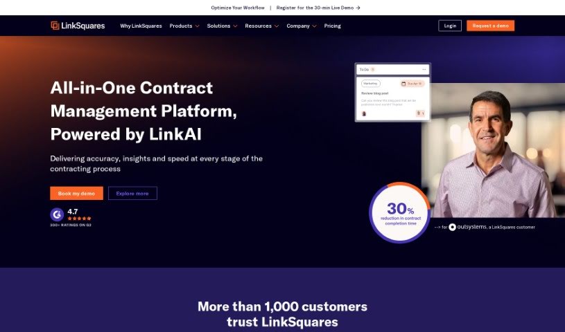 Screenshot of LinkSquares