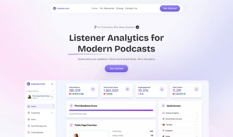 Screenshot of Listener.fm