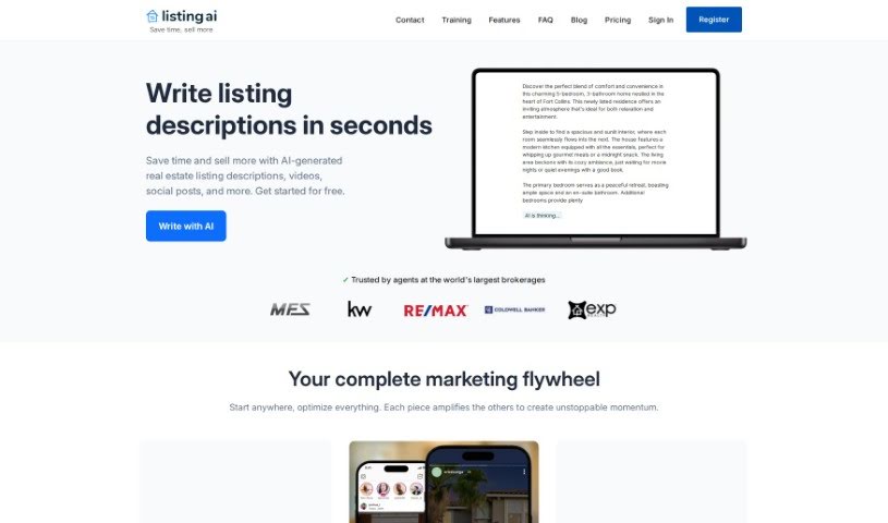 Screenshot of Listing AI