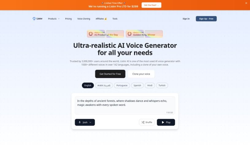 Screenshot of Listnr Ai