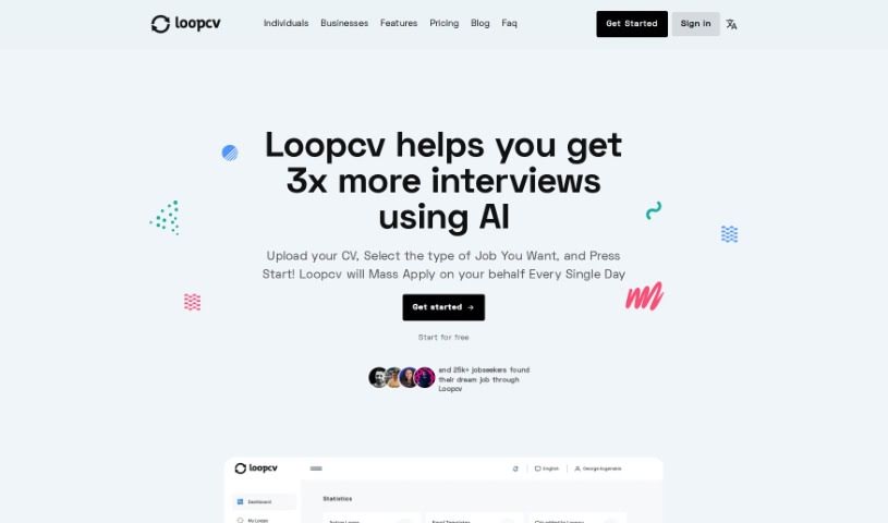 Screenshot of LoopCV