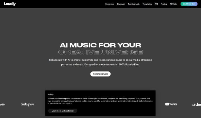 Screenshot of Loudly