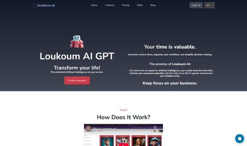 Screenshot of Loukoum AI