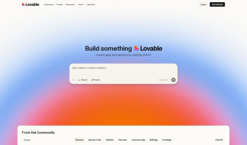 Screenshot of Lovable