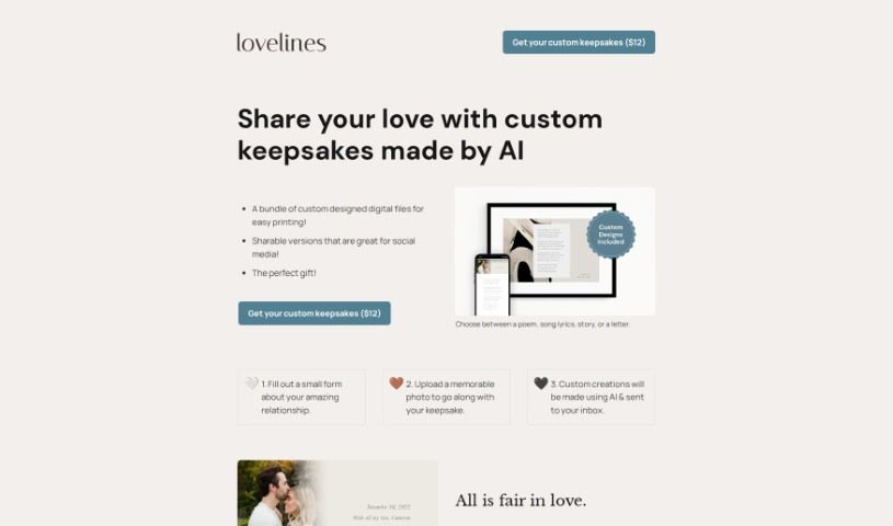 Screenshot of Lovelines.xyz