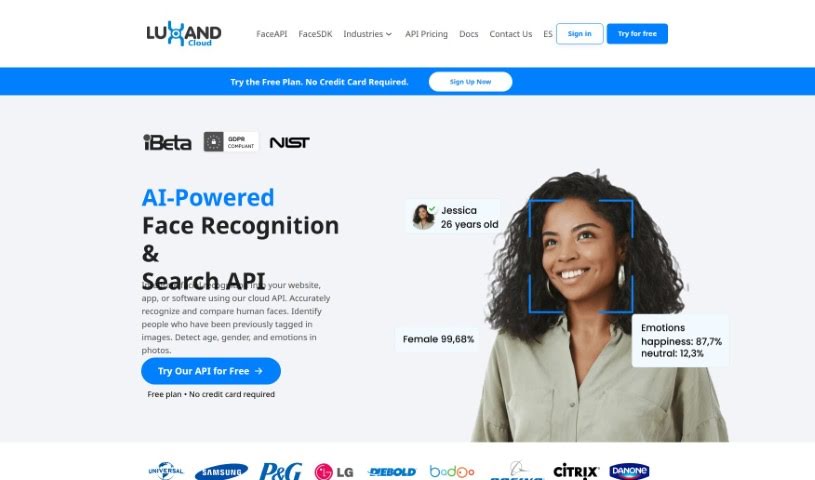 Screenshot of Luxand.cloud