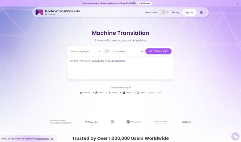Screenshot of Machinetranslation