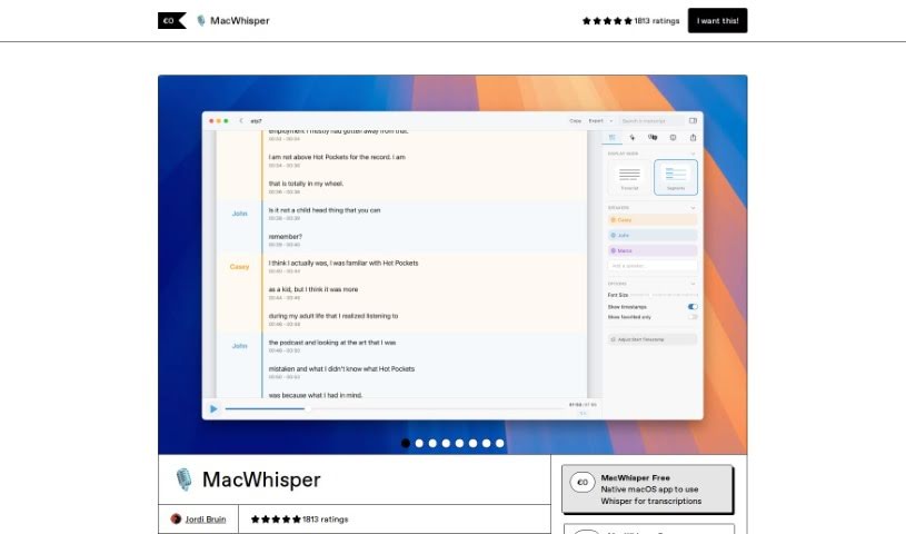 Screenshot of Macwhisper